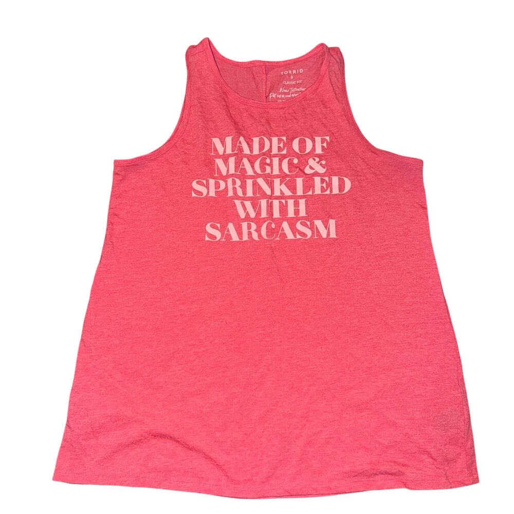 Torrid Classic Fit Tank Top Women Size L Red Made Of Magic Sprinkled W/ Sarcasm